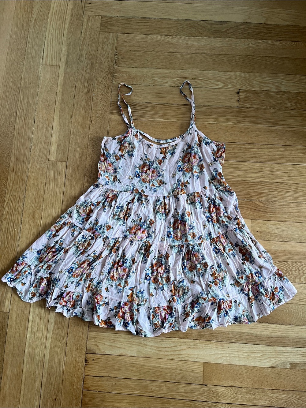 Forever 21 Pink Floral Tiered Mini Dress
